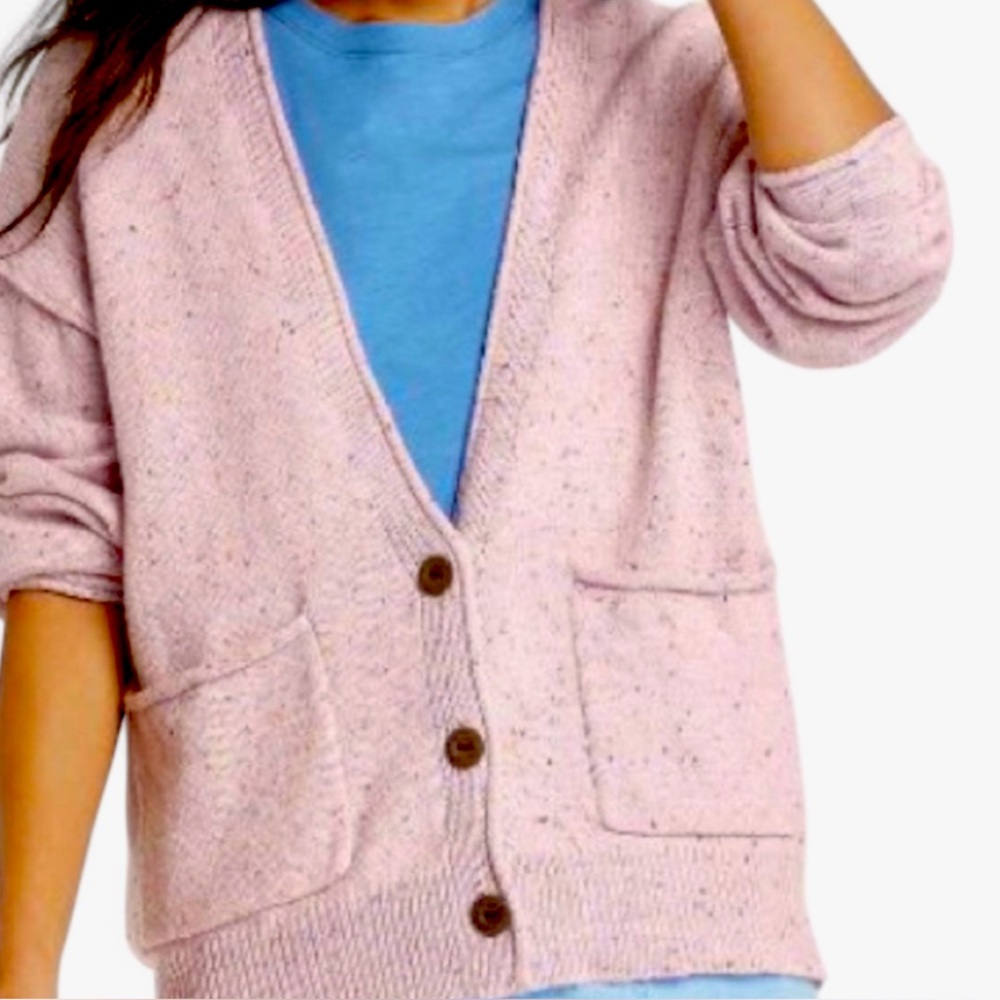 🦋 Universal Threads Lilac Pink Speckled Cardigan Sweater Size Medium - Picture 2 of 5